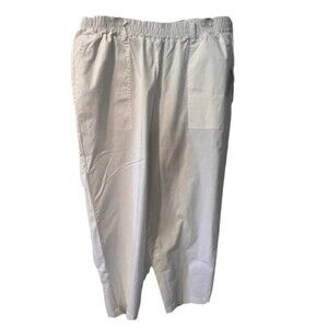 Eloquii Pull On Pants Womens 14 White Wide Leg Stretch Waist Minimal Coastal New